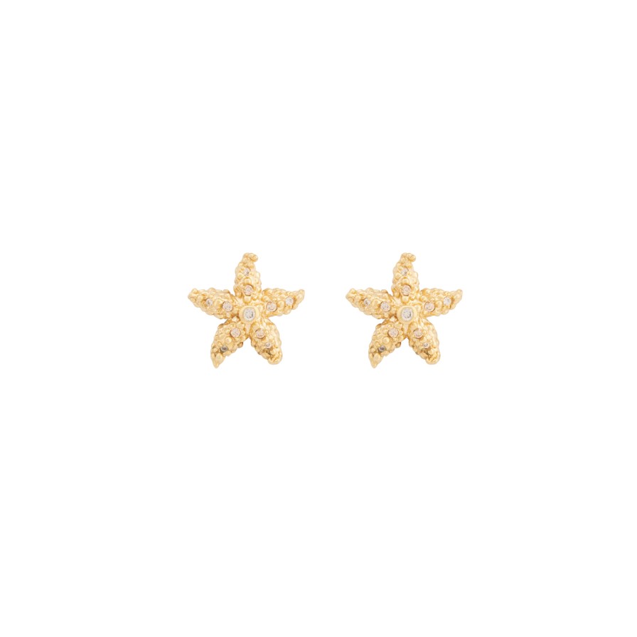 Brincos Brincos | Engraved Starfish Earrings (Xs) Carolina Curado Jewelry