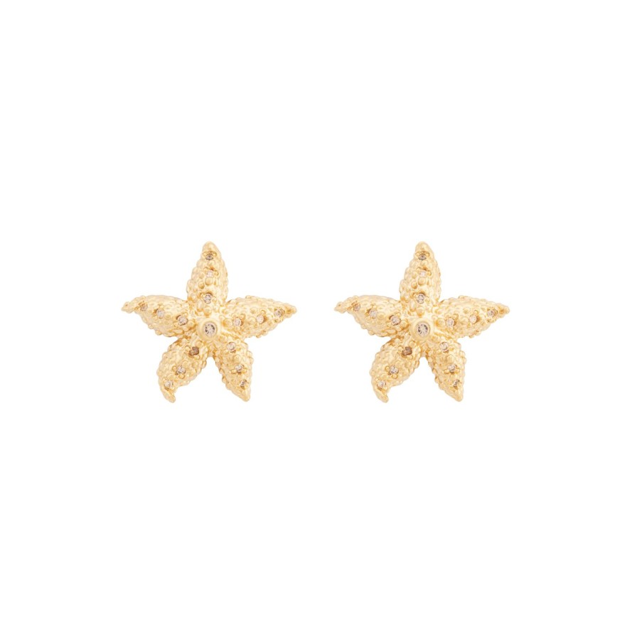 Brincos Brincos | Engraved Starfish Earrings (M) Carolina Curado Jewelry